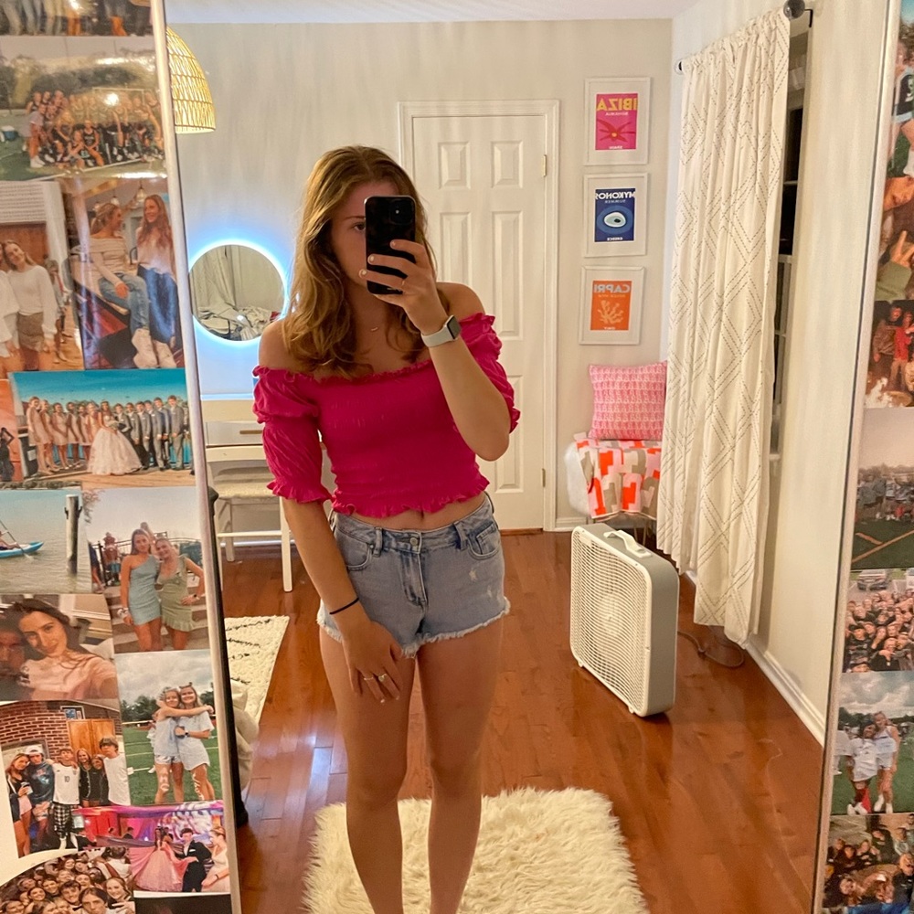 Urban Outfitters pink off the shoulder top